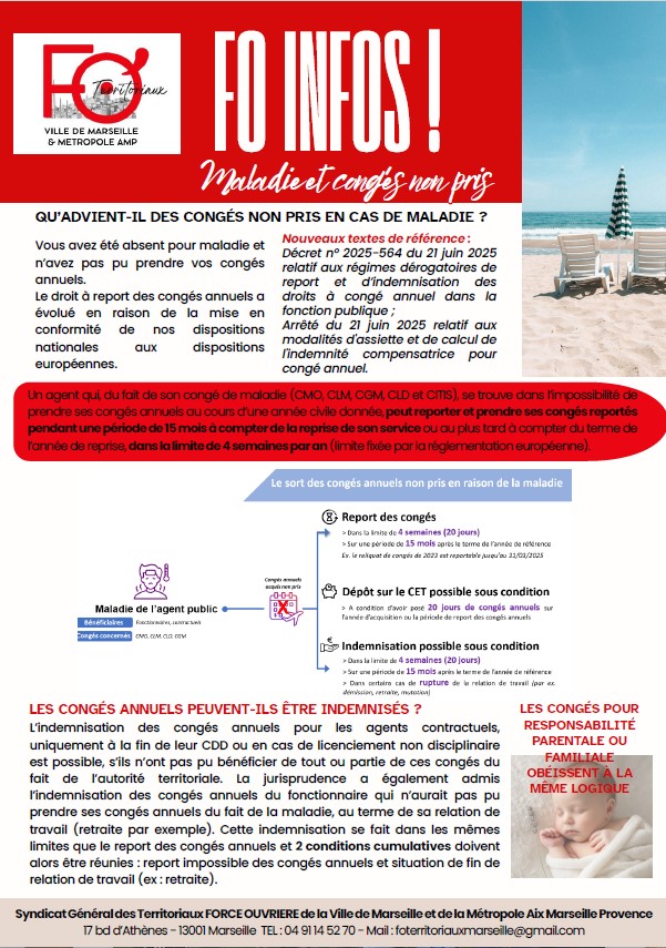 FO INFO : maladie et congés non pris